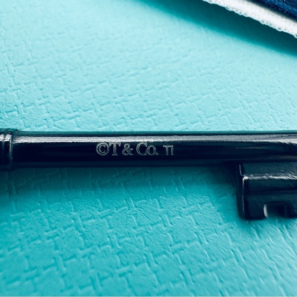 Retired Tiffany & Co. Black Titanium Oval Key Charm Pendant with Pouch - Picture 6 of 8